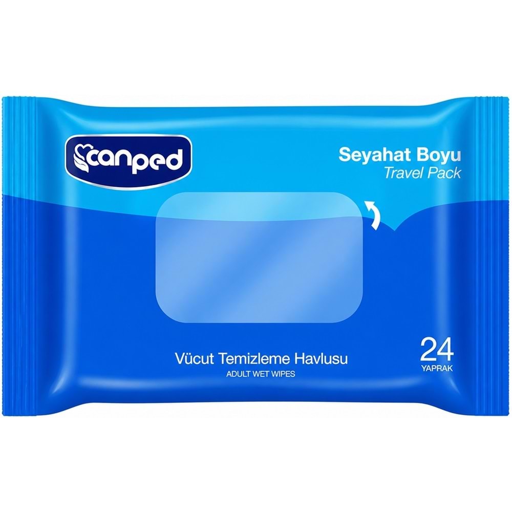 Canped Yetişkin Vücut Temizleme Islak Mendil Havlu 24 Yaprak Seyahat Boy 2 Li Set (48 Yaprak)