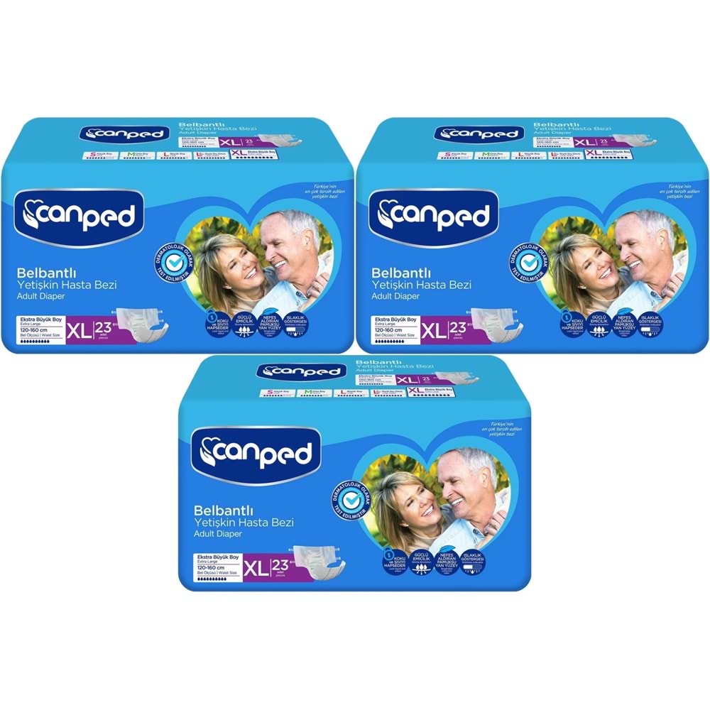 Canped Yetişkin Bezi Bel Bantlı Tekstil Yüzey XL - Ekstra Large - Extra Large 69 Adet