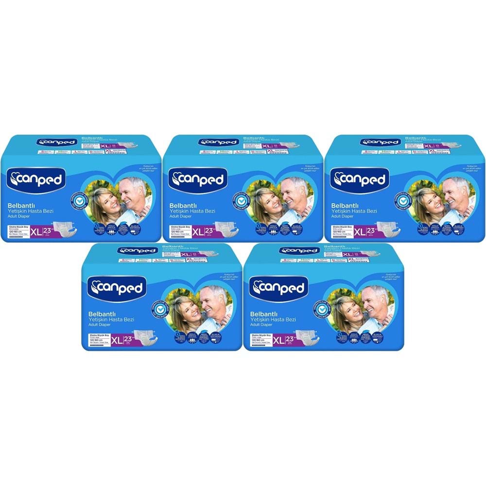Canped Yetişkin Bezi Bel Bantlı Tekstil Yüzey XL - Ekstra Large - Extra Large 115 Adet