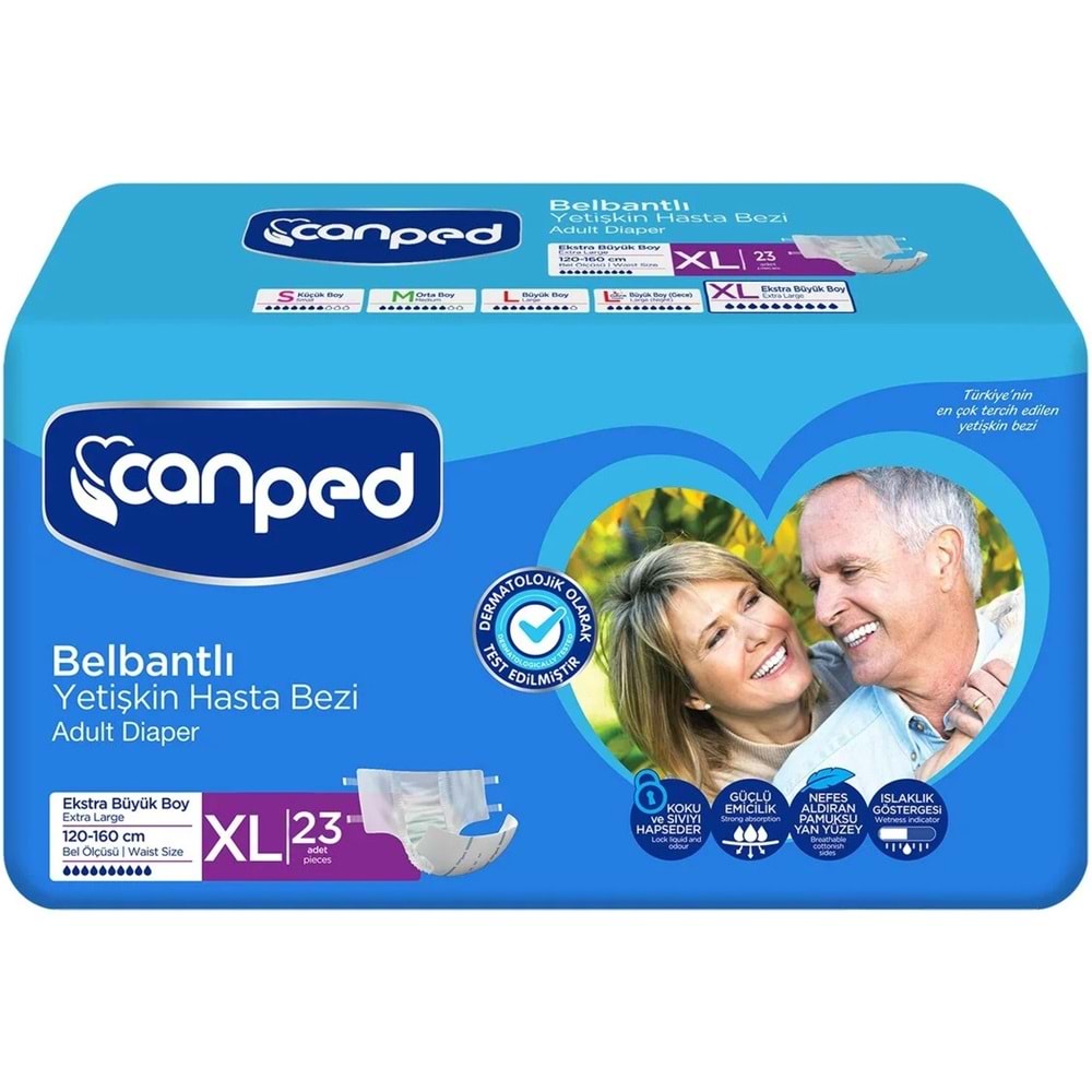 Canped Yetişkin Bezi Bel Bantlı Tekstil Yüzey XL - Ekstra Large - Extra Large 115 Adet