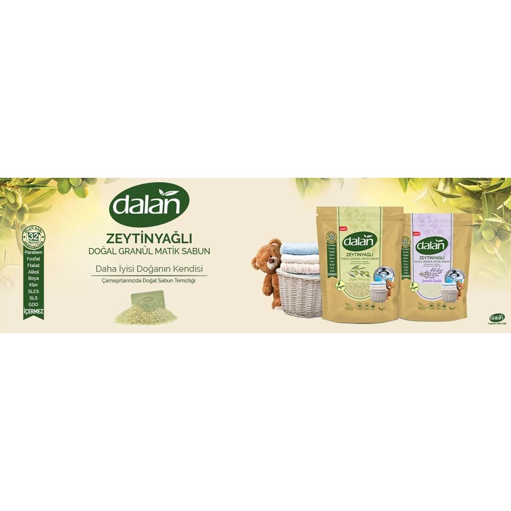 Dalan Doğal Granül Sabun Tozu 1Kg Bebekler İçin %100 Zeytinyağlı (2 Li Set)