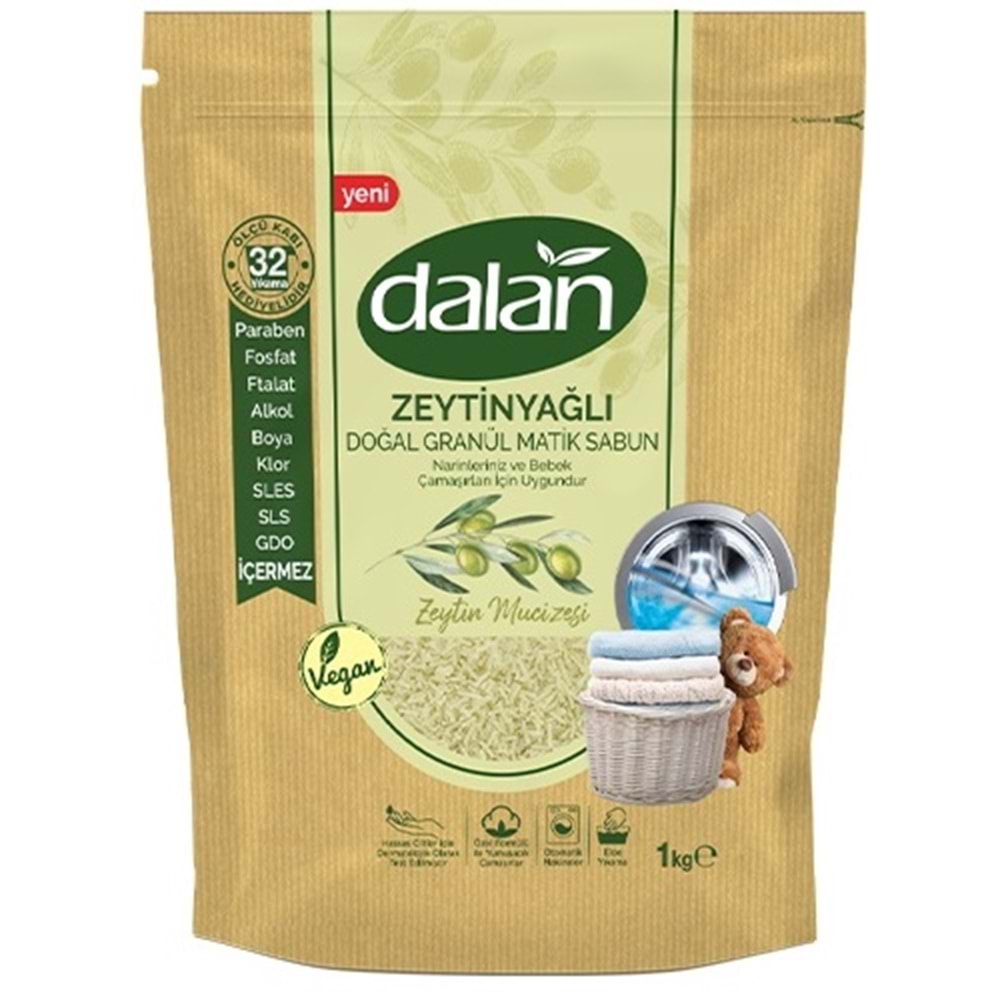Dalan Doğal Granül Sabun Tozu 1Kg Bebekler İçin %100 Zeytinyağlı (3 Lü Set)