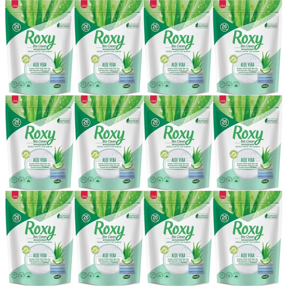 Dalan Roxy Bio Clean Matik Sabun Tozu 800GR Aloe Vera (12 Li Set) (312 Yıkama)