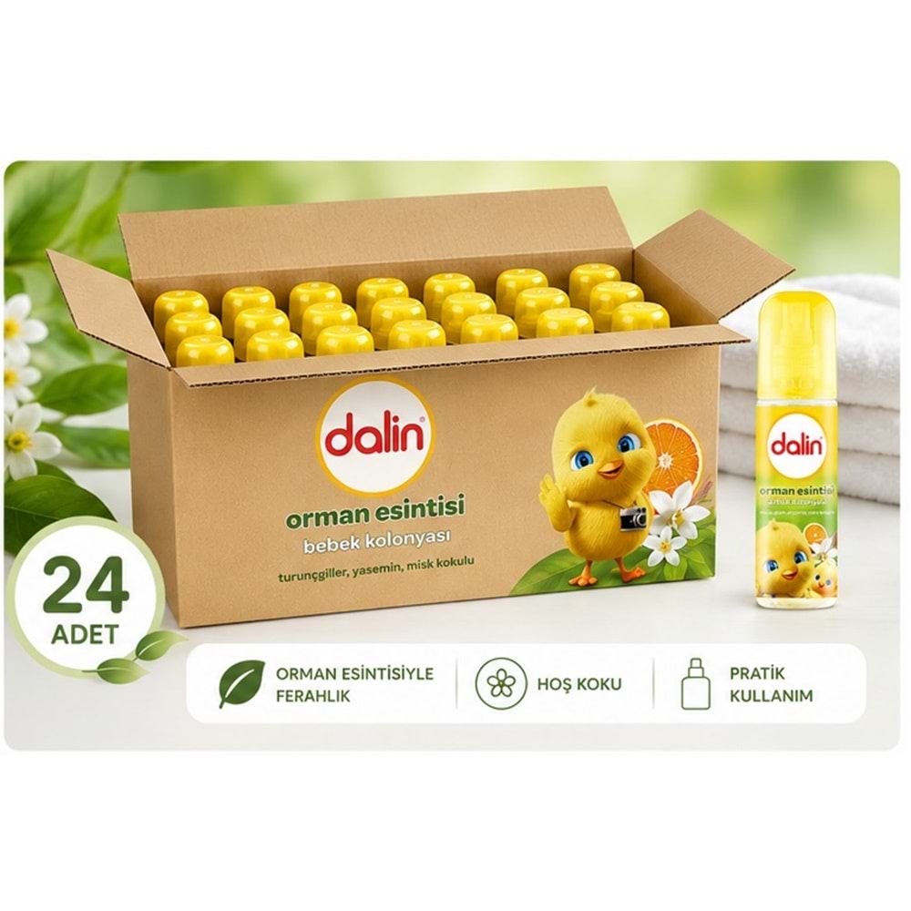 Dalin Bebek Kolonyası 150ML Orman Esintisi (Turunçgiller-Yasemin-Misk Kokulu) (24 Lü Set)