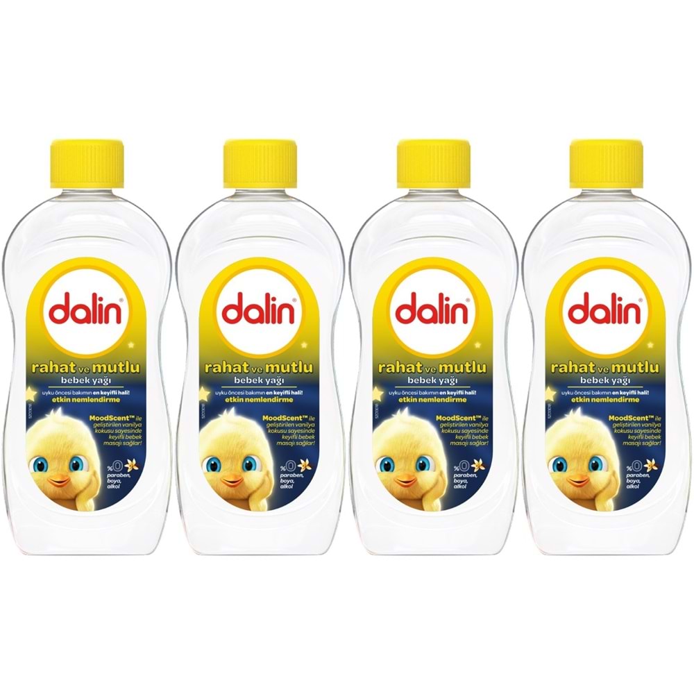 Dalin Bebek Yağı 300ML Rahat ve Mutlu Vanilya Kokulu Nemlendirici (4 Lü Set)