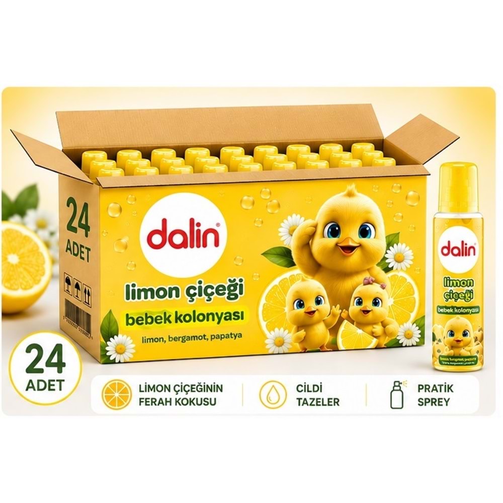 Dalin Bebek Kolonyası 150ML Limon Çiçeği (Limon-Bergomat-Papatya) (24 Lü Set)