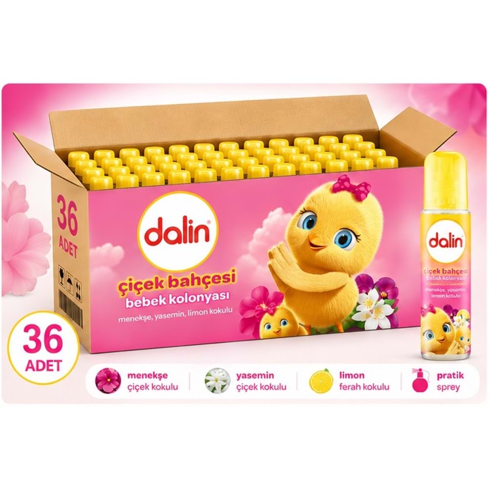 Dalin Bebek Kolonyası 150ML Çiçek Bahçesi (Menekşe-Yasemin-Limon Kokulu) (36 Lı Set)