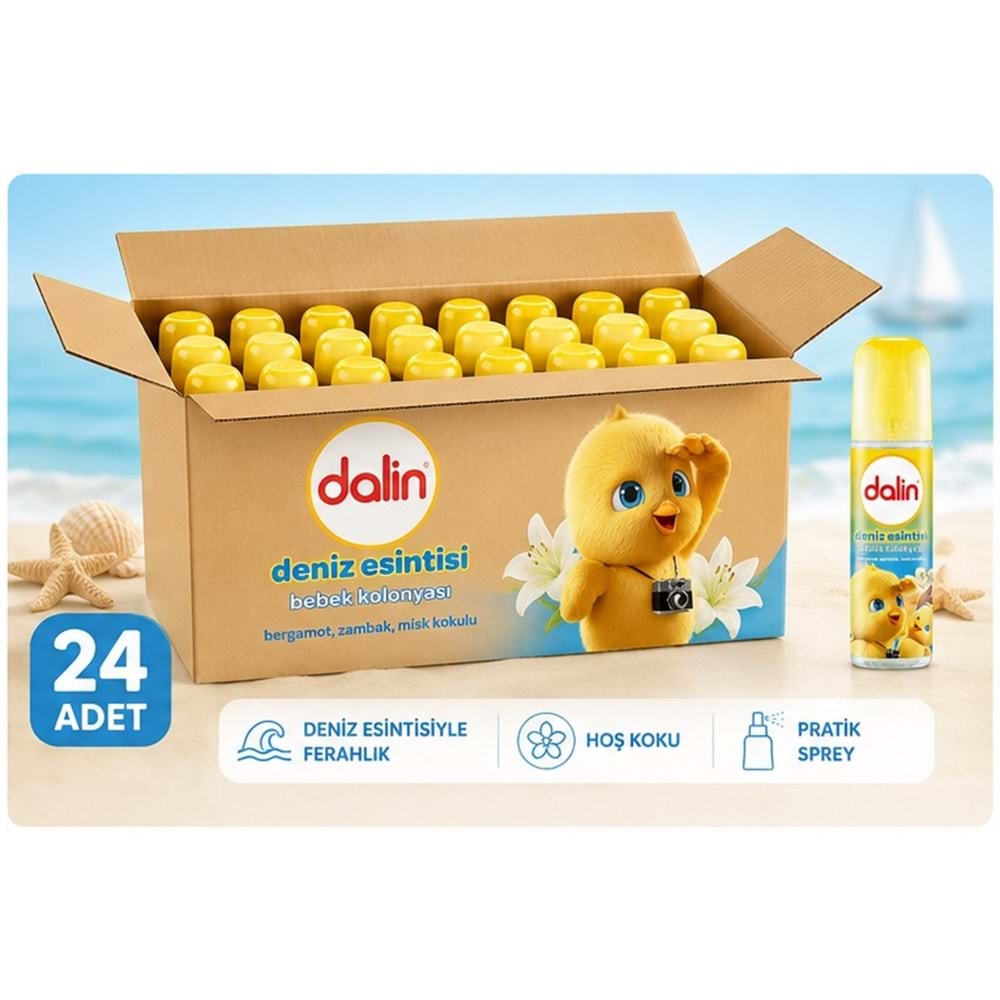 Dalin Bebek Kolonyası 150ML Deniz Esintisi (Bergomat-Zambak-Misk Kokulu) (24 Lü Set)