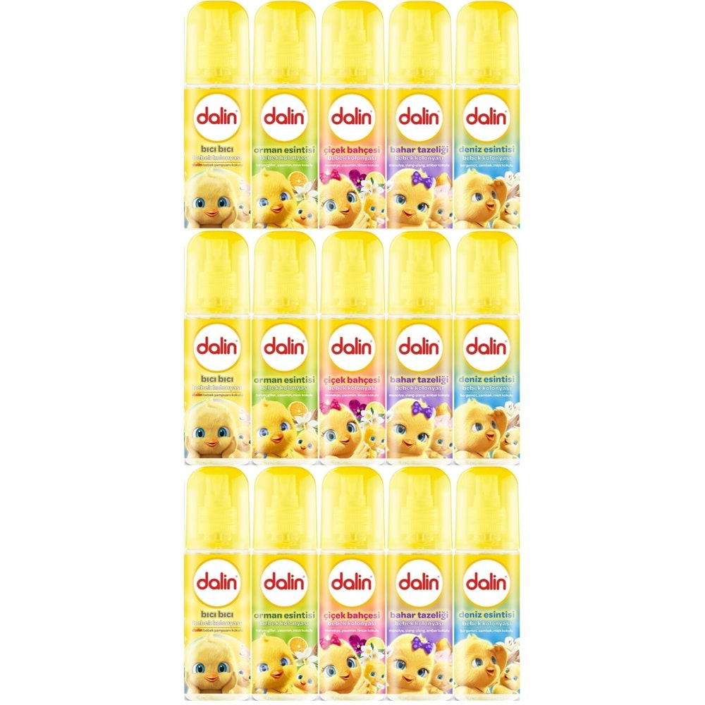 Dalin Bebek Kolonyası 150ML (Bıcı Bıcı-Orman-Çiçek-Bahar-Deniz) Karma 15 Li Set