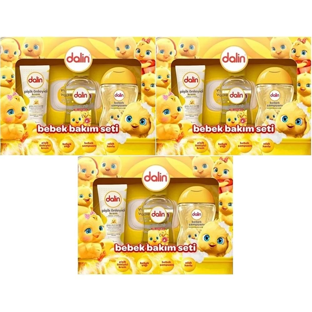 Dalin Bebek Bakım Seti 4 Parça (Kutulu) Yenidoğan Seti (Karma 3 Lü Set)