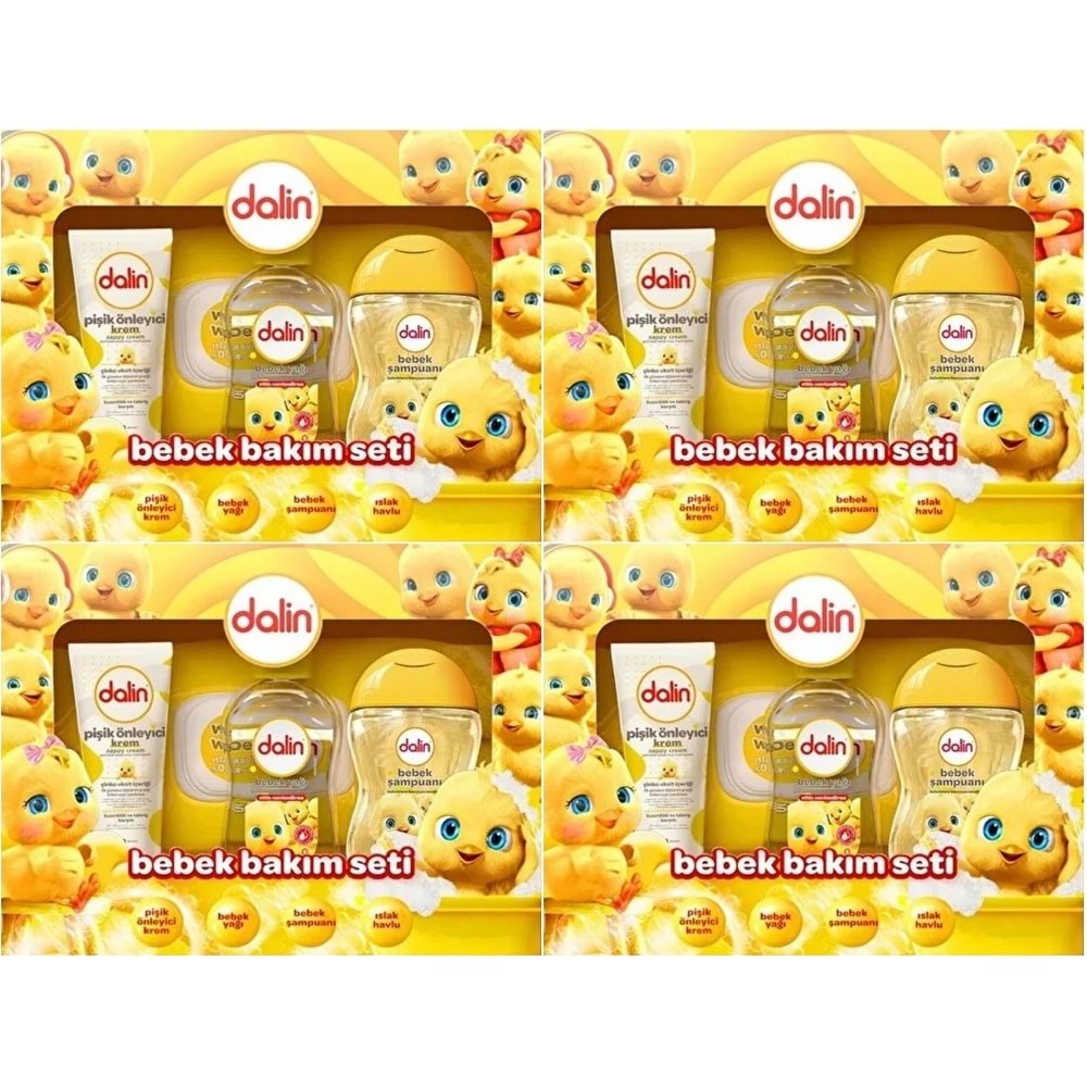 Dalin Bebek Bakım Seti 4 Parça (Kutulu) Yenidoğan Seti (Karma 4 Lü Set)