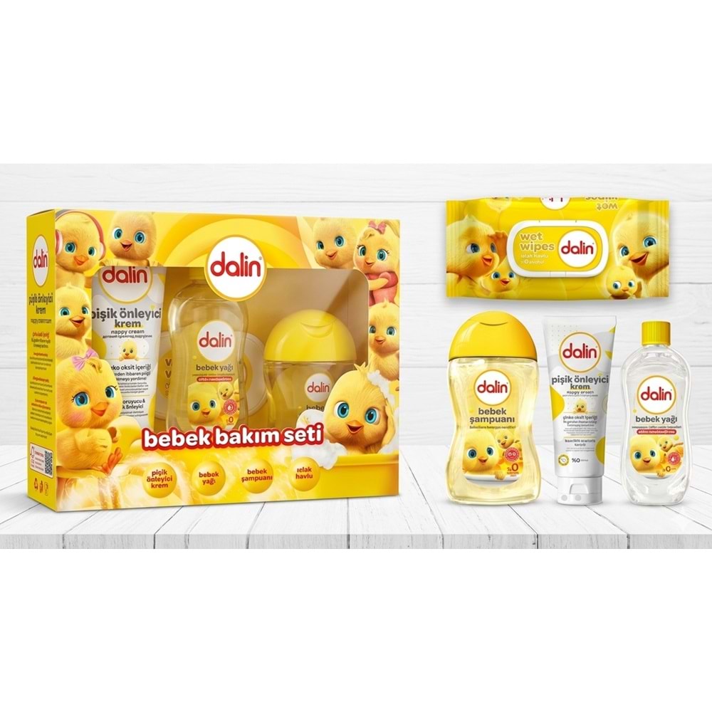 Dalin Bebek Bakım Seti 4 Parça (Kutulu) Yenidoğan Seti (Karma 4 Lü Set)