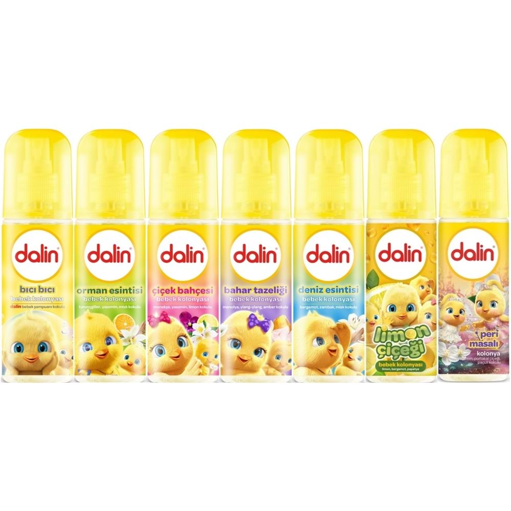 Dalin Bebek Kolonyası 150ML (Bıcı Bıcı-Orman-Çiçek-Bahar-Deniz-Limon-Peri Masalı) Karma 7 Li Set
