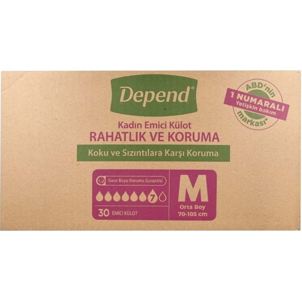 Depend Emici Külot Yetişkin Bezi Medium - Orta Kadın 120 Adet (4PK*30)