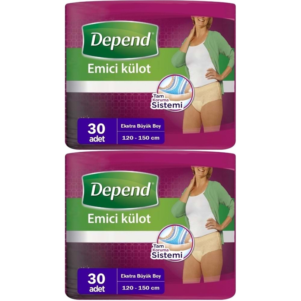 Depend Emici Külot Yetişkin Bezi XL - Extra Büyük Kadın 60 Adet (2PK*30)