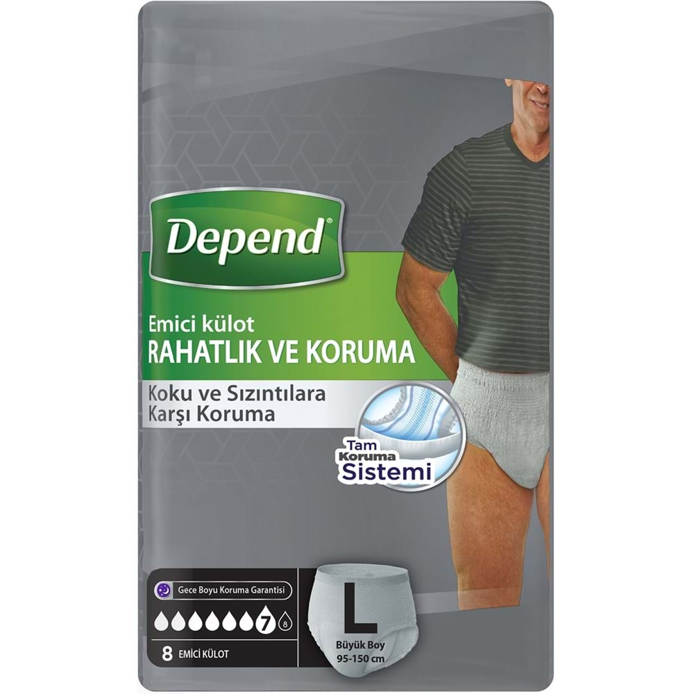 Depend Emici Külot Pants Yetişkin Bezi L - Büyük - Large Erkek 48 Adet (6PK*8)