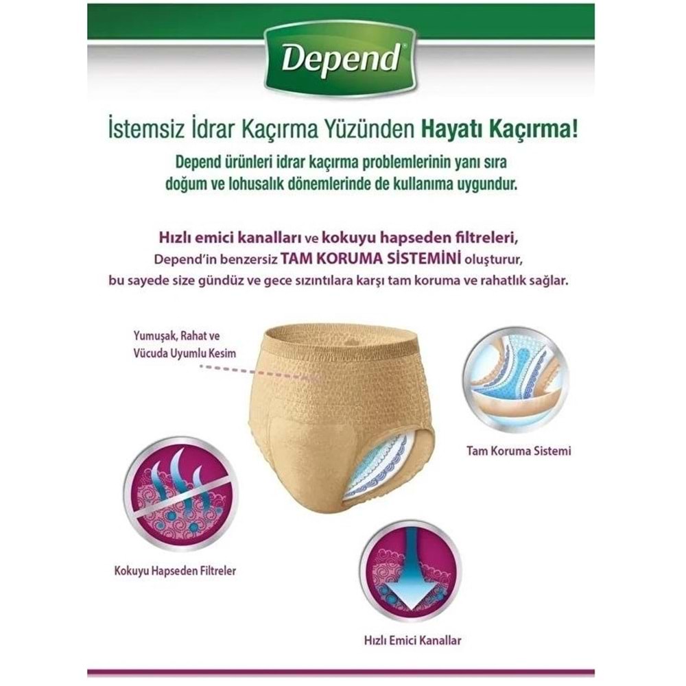 Depend Emici Külot Pants Yetişkin Bezi L - Büyük - Large Erkek 48 Adet (6PK*8)