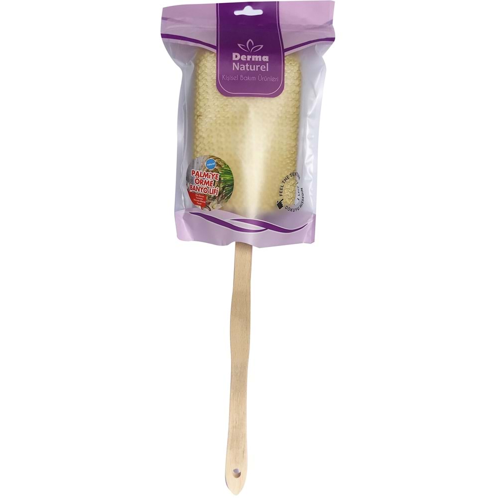 Derma Naturel Palmiye Örme Sopalı Banyo Sırt Lifi (8*24CM) MS-09 (4 Lü Set)