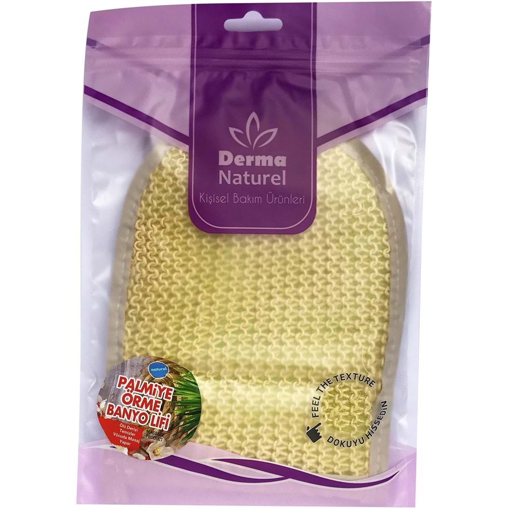 Derma Naturel Palmiye Lifi Örme Banyo Eldiveni (15*24CM) MS-04 (5 Li Set)