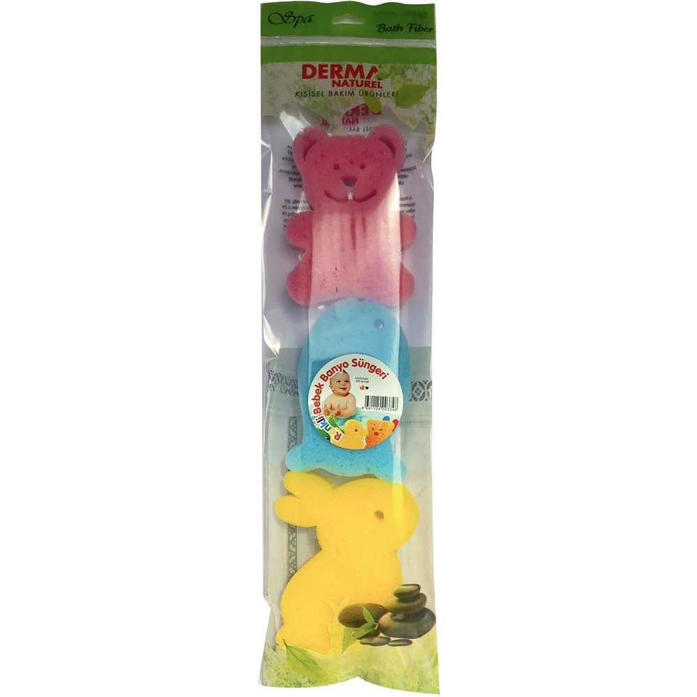 Derma Naturel 3 Lü Renkli Bebek Banyo Süngeri (5 Li Set)