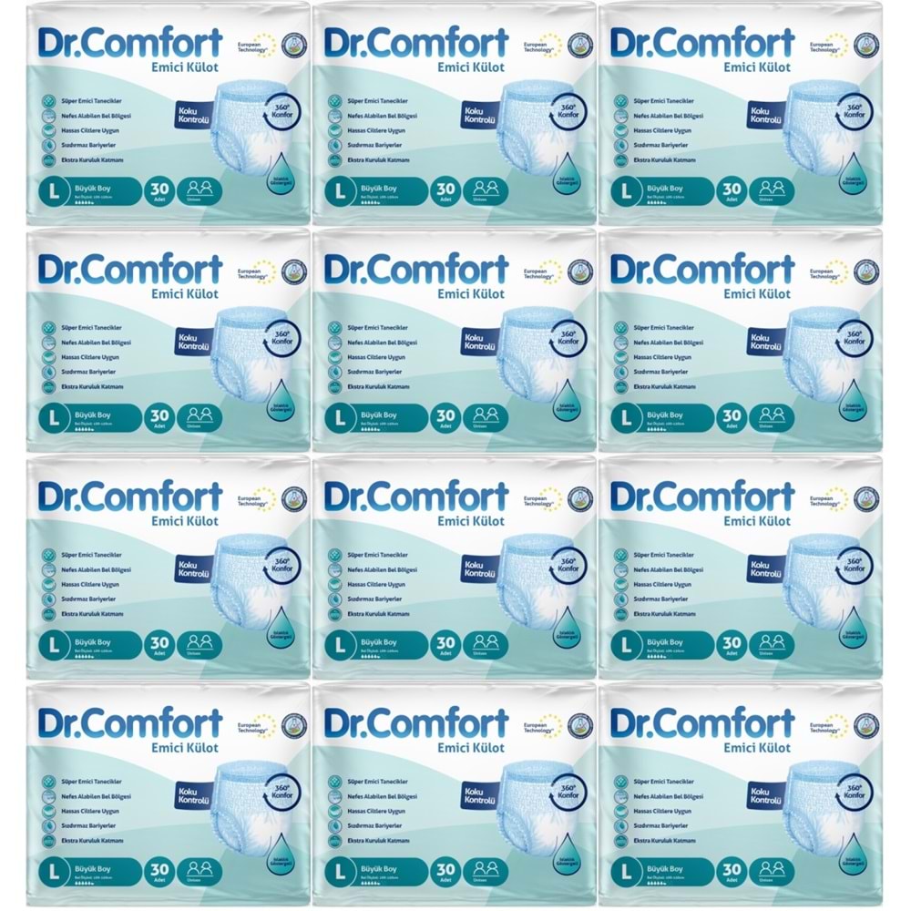 Dr.Comfort Yetişkin Bezi Emici Külot L-Büyük 360 Adet 12Pk x 30