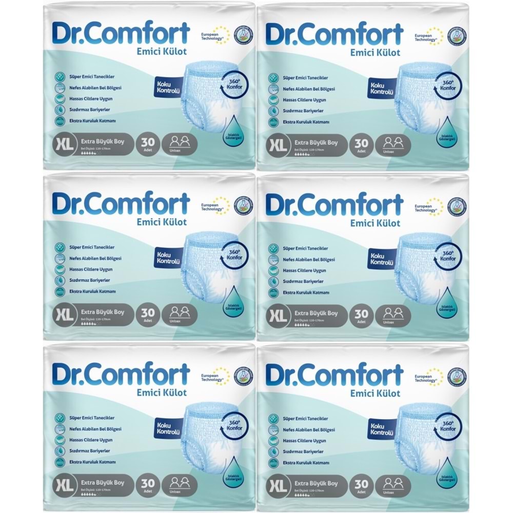 Dr.Comfort Yetişkin Bezi Emici Külot Ekstra Büyük XL 180 Adet 6Pk x 30