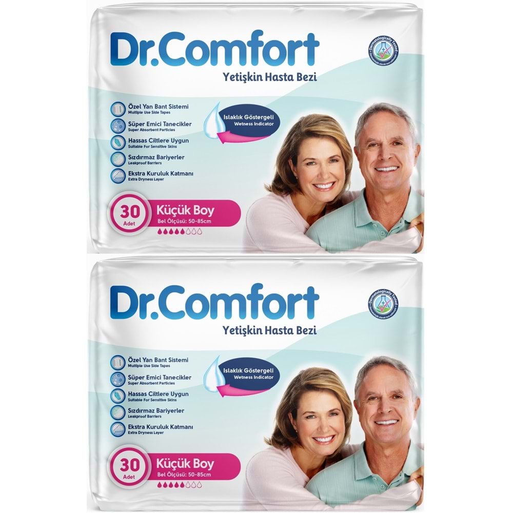 Dr.Comfort Yetişkin Bezi Bel Bantlı Tekstil Yüzeyli S - Küçük - Small 60 Adet