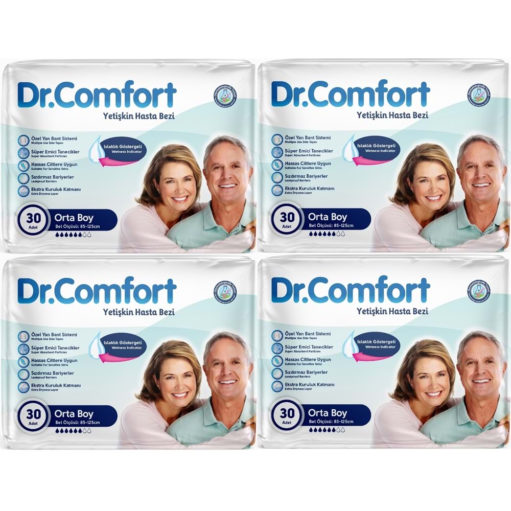 Dr.Comfort Yetişkin Bezi Bel Bantlı Tekstil Yüzeyli M - Orta - Medium 120 Adet