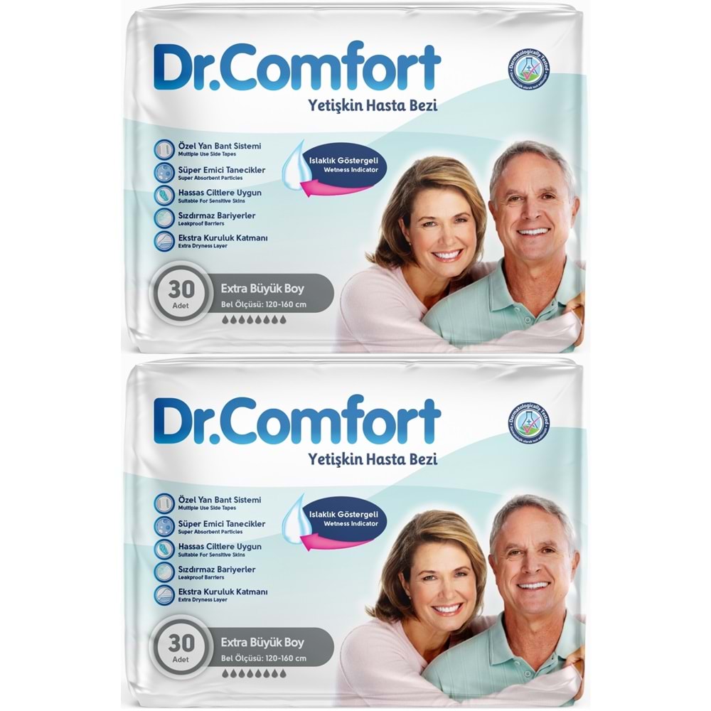 Dr.Comfort Yetişkin Bezi Bel Bantlı Tekstil Yüzeyli XL - Ekstra Büyük 60 Adet