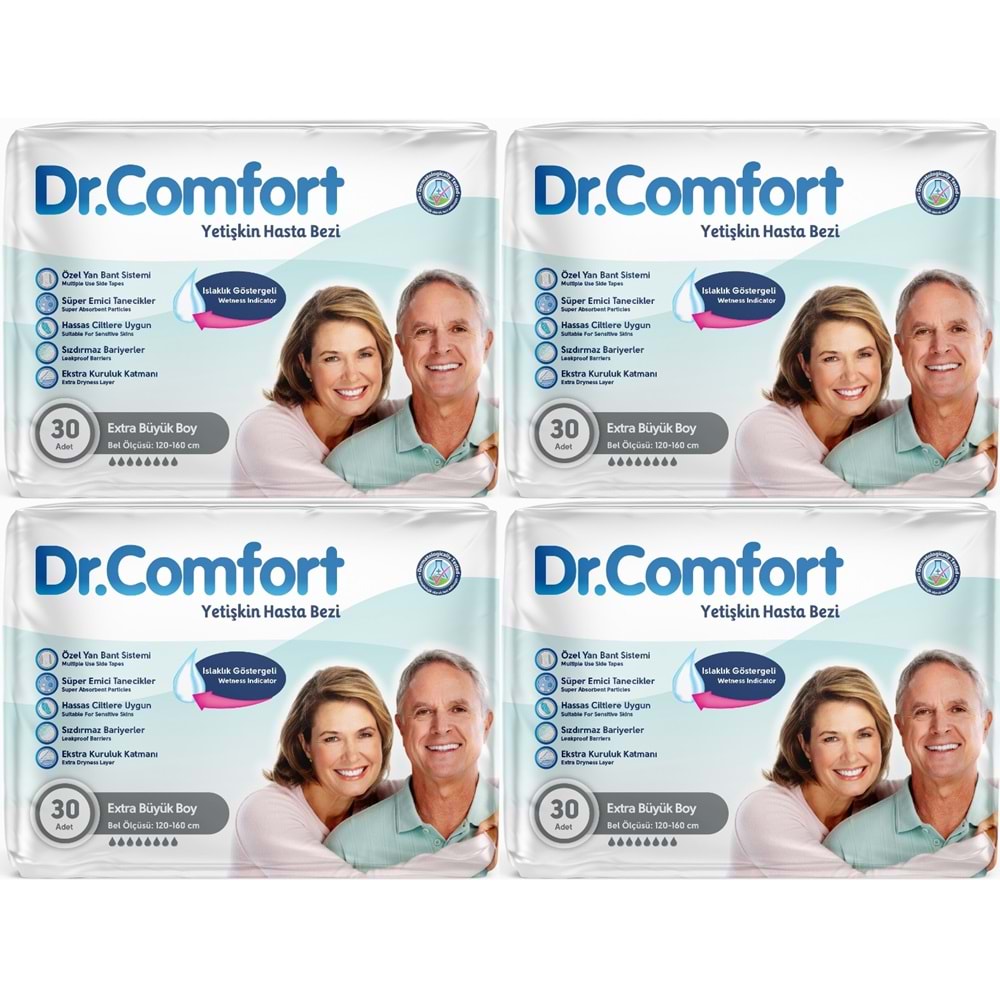 Dr.Comfort Yetişkin Bezi Bel Bantlı Tekstil Yüzeyli XL - Ekstra Büyük 120 Adet