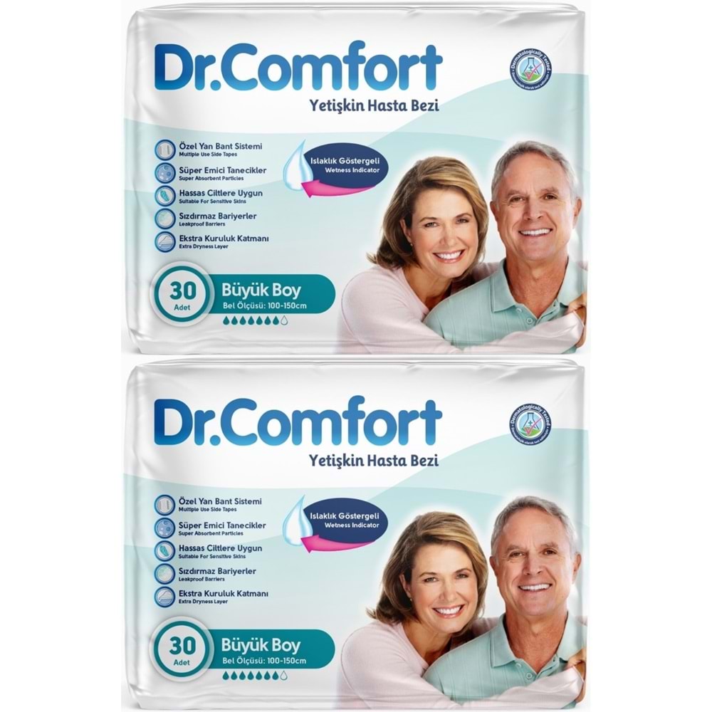 Dr.Comfort Yetişkin Bezi Bel Bantlı Tekstil Yüzeyli L - Büyük - Large 60 Adet