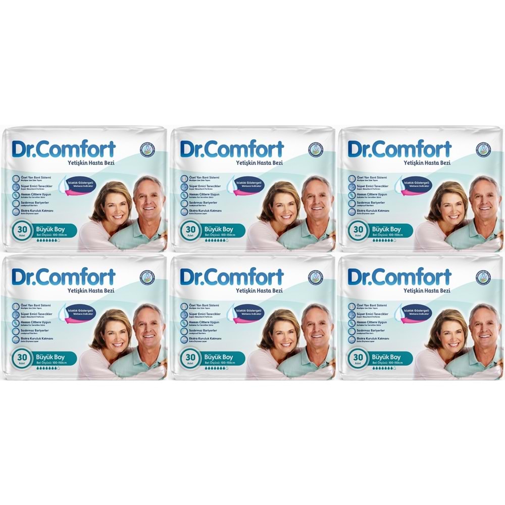 Dr.Comfort Yetişkin Bezi Bel Bantlı Tekstil Yüzeyli L - Büyük - Large 180 Adet