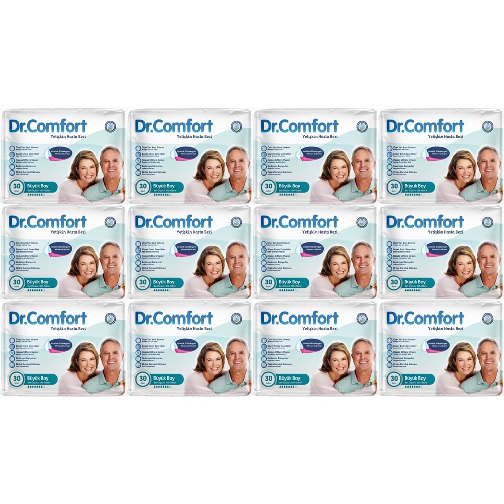 Dr.Comfort Yetişkin Bezi Bel Bantlı Tekstil Yüzeyli L - Büyük - Large 360 Adet