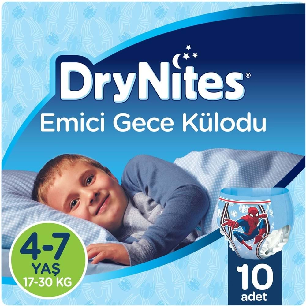 Drynites Emici Gece Külodu/Külot Bez Erkek 4-7 Yaş 17-30KG Small 30Adet 3PK*10 Alt Islatmalara Karşı