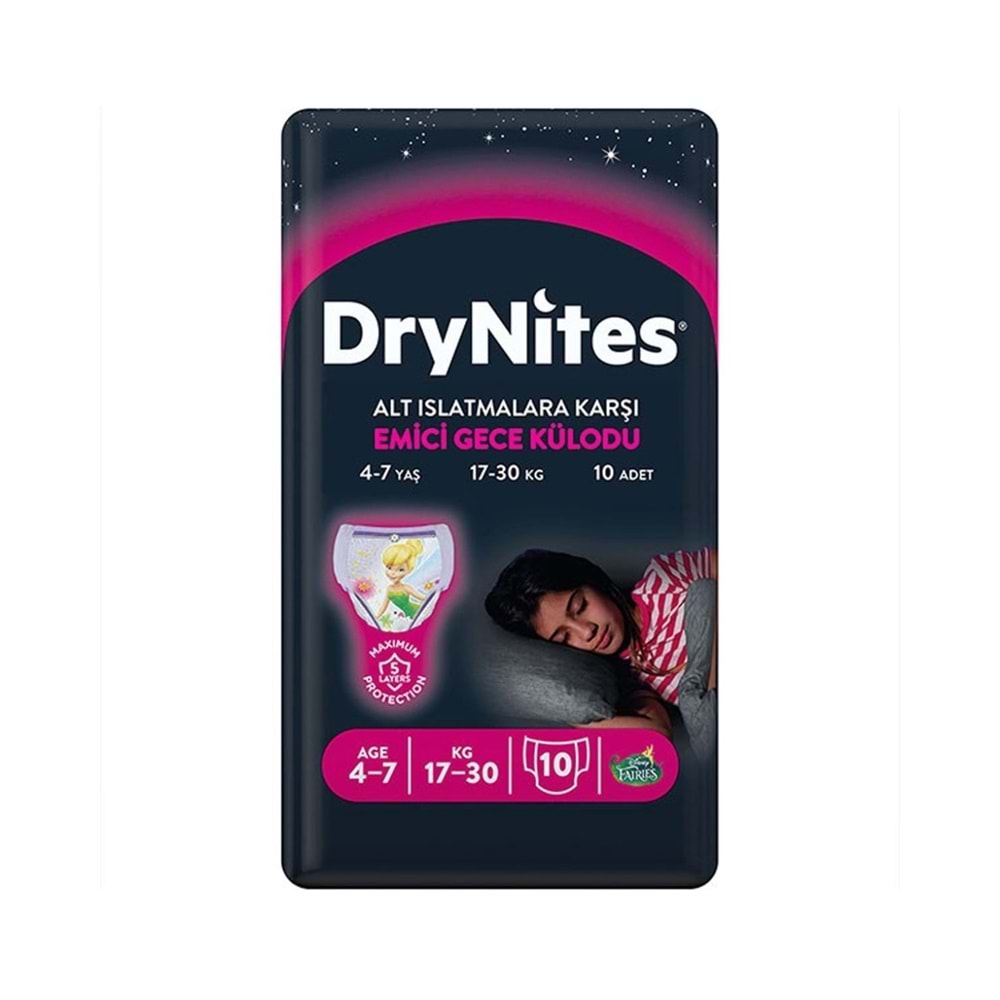 Drynites Emici Gece Külodu/Külot Bez Kız 4-7 Yaş 17-30KG Large 120Adet 12PK*10 Alt Islatmalara Karşı