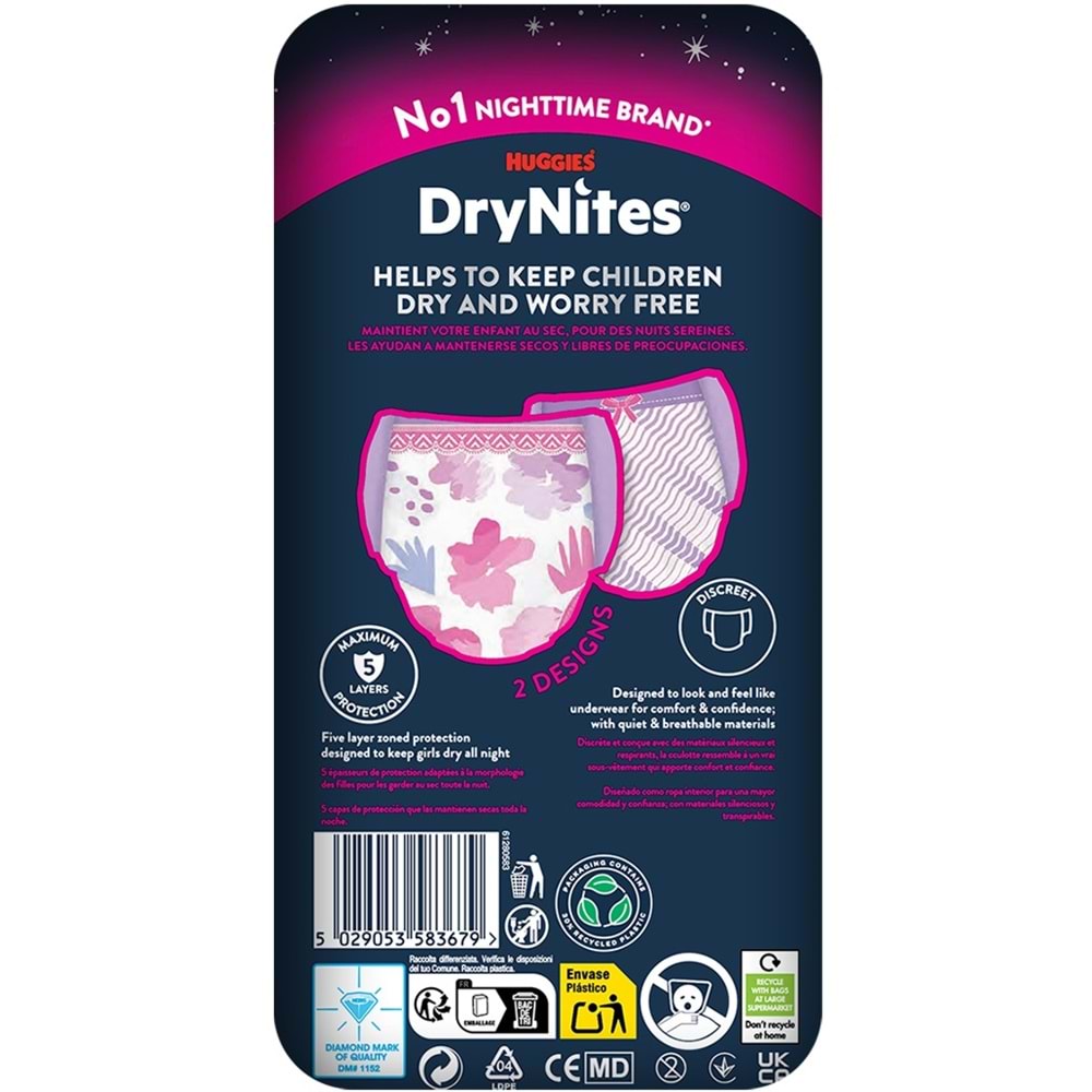 Drynites Emici Gece Külodu/Külot Bez Kız 13+ Yaş (48-60KG) X Large 81 Adet (9PK*9)