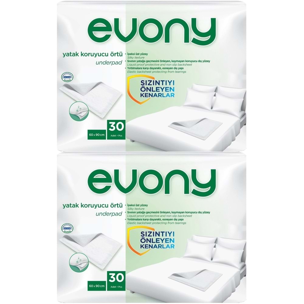 Evony Yetişkin Yatak Koruyucu Örtü 60*90CM 60 Adet (2PK*30) (Kaymaz Özellikli)