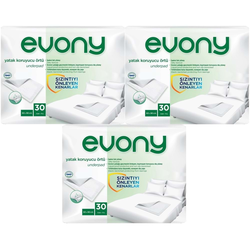 Evony Yetişkin Yatak Koruyucu Örtü 60*90CM 90 Adet (3PK*30) (Kaymaz Özellikli)