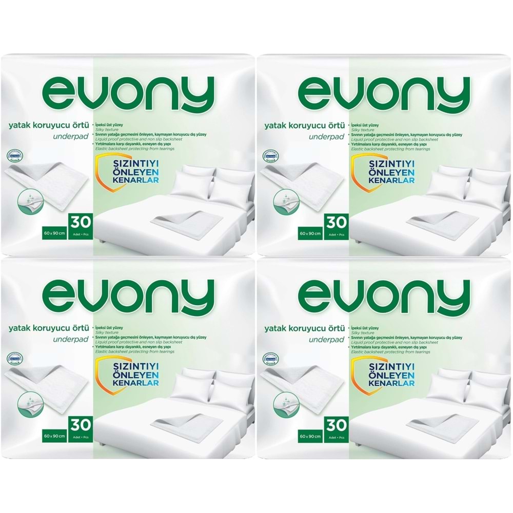 Evony Yetişkin Yatak Koruyucu Örtü 60*90CM 120 Adet (4PK*30) (Kaymaz Özellikli)