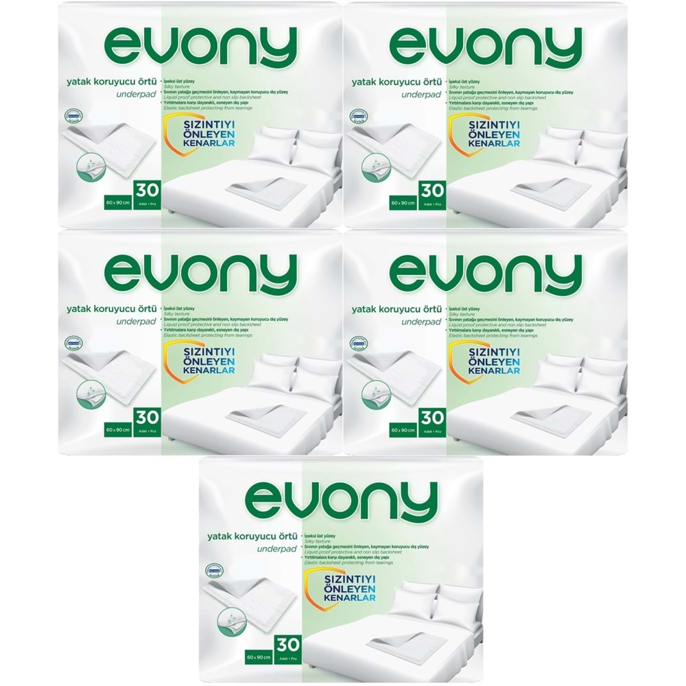 Evony Yetişkin Yatak Koruyucu Örtü 60*90CM 150 Adet (5PK*30) (Kaymaz Özellikli)