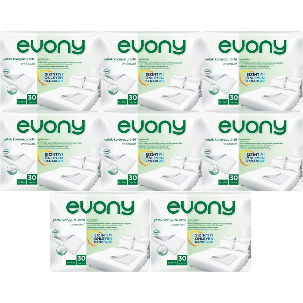 Evony Yetişkin Yatak Koruyucu Örtü 60*90CM 240 Adet (8PK*30) (Kaymaz Özellikli)