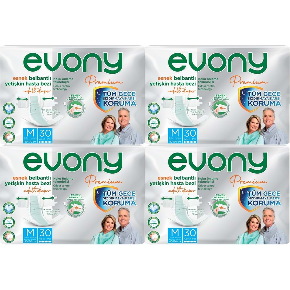 Evony Premium Yetişkin Bezi Bel Bantlı Tekstil Yüzey M - Orta - Medium 120 Adet