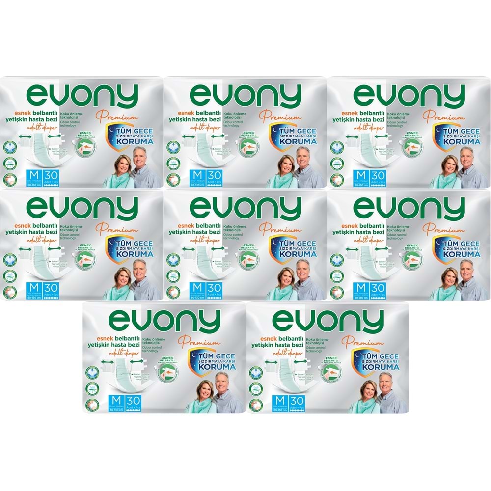 Evony Premium Yetişkin Bezi Bel Bantlı Tekstil Yüzey M - Orta - Medium 240 Adet