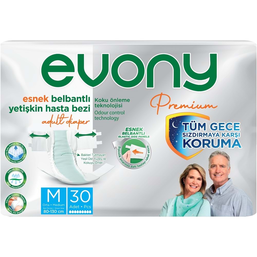 Evony Premium Yetişkin Bezi Bel Bantlı Tekstil Yüzey M - Orta - Medium 240 Adet