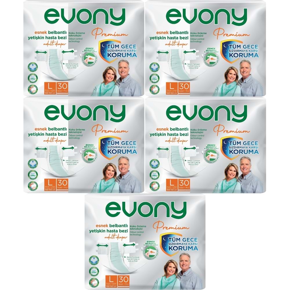 Evony Premium Yetişkin Bezi Bel Bantlı Tekstil Yüzey L - Büyük - Large 150 Adet