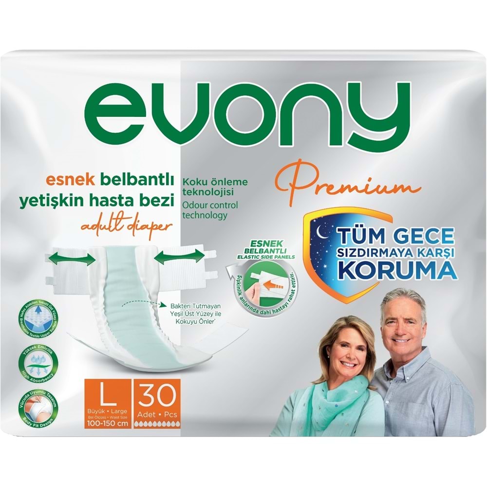 Evony Premium Yetişkin Bezi Bel Bantlı Tekstil Yüzey L - Büyük - Large 240 Adet