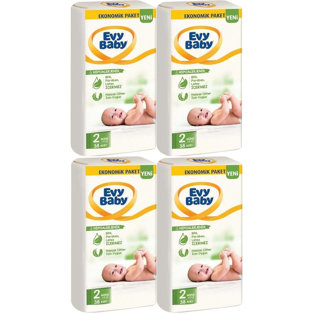 Evy Baby Bebek Bezi 2 Beden 3-6 KG Mini 152 Adet Süper Ekonomik Fırsat Pk