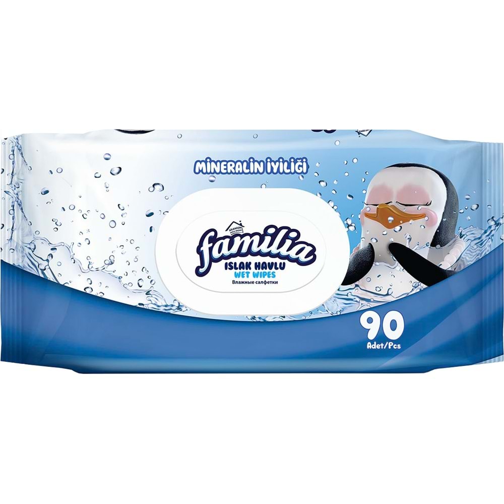 Familia Islak Havlu Mendil Mineralin İyiliği 90 Yaprak Plastik Kapaklı 12 Li Set 1080 Yaprak