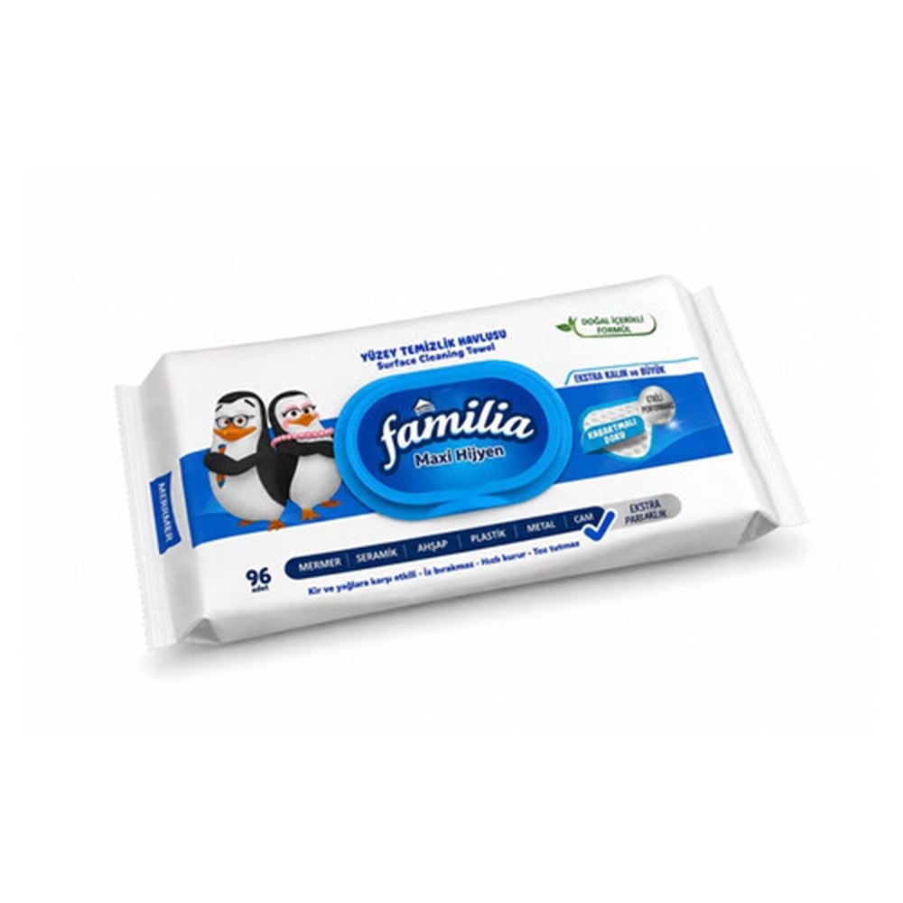 Familia Yüzey Temizlik Havlusu 96 Yaprak Maxi Hijyen Kabartma Doku Plastik Kapaklı 9 Lu Set 864 Yprk
