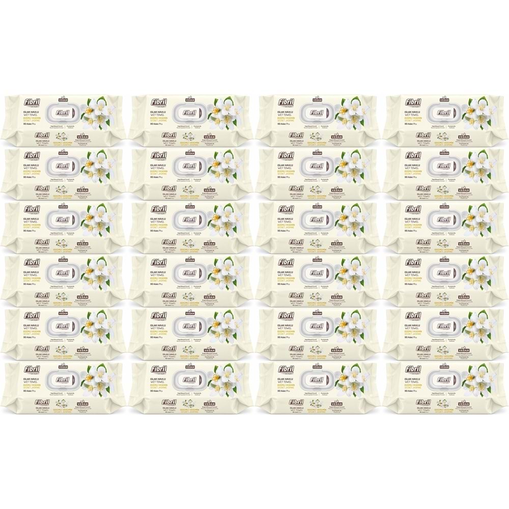 Fibril Islak Havlu Mendil 90 Yaprak Gizemli Yasemin Plastik Kapaklı (24 Lü Set) 2160 Yaprak